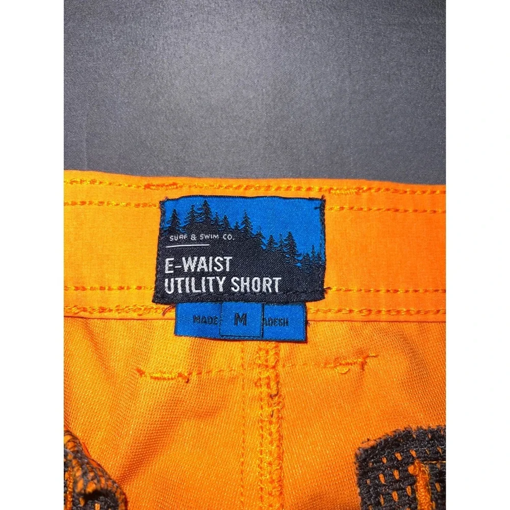 Surf & Swim Co Mens E-Waist Utility Shorts Orange Hybrid Board Shorts Size M